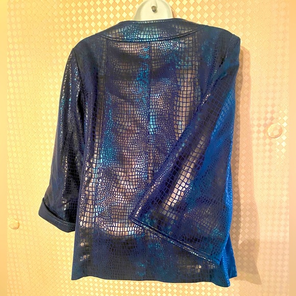 💙SUSAN GRAVER💙CROC EMBOSSED FAUX LEATHER A-LINE LINED ZIP JACKET NWOT🐊 - Picture 5 of 12